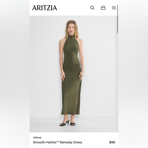 Aritzia Dresses & Skirts - Aritzia Green Asymmetrical Ruched Bodycon Dress